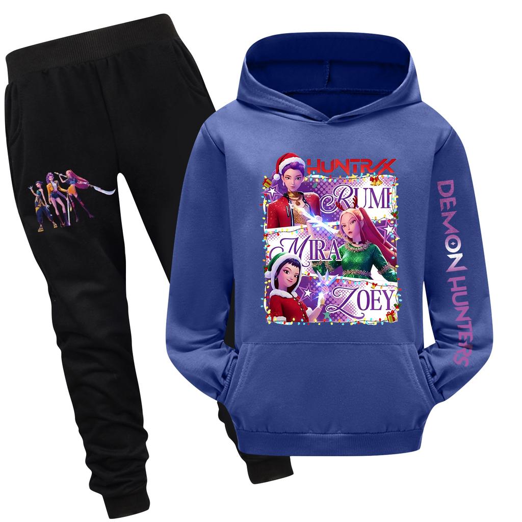 Children's Hooded Top And Pants Two-piece Tracksuit Set Long-sleeved Printed Sweatshirt Set