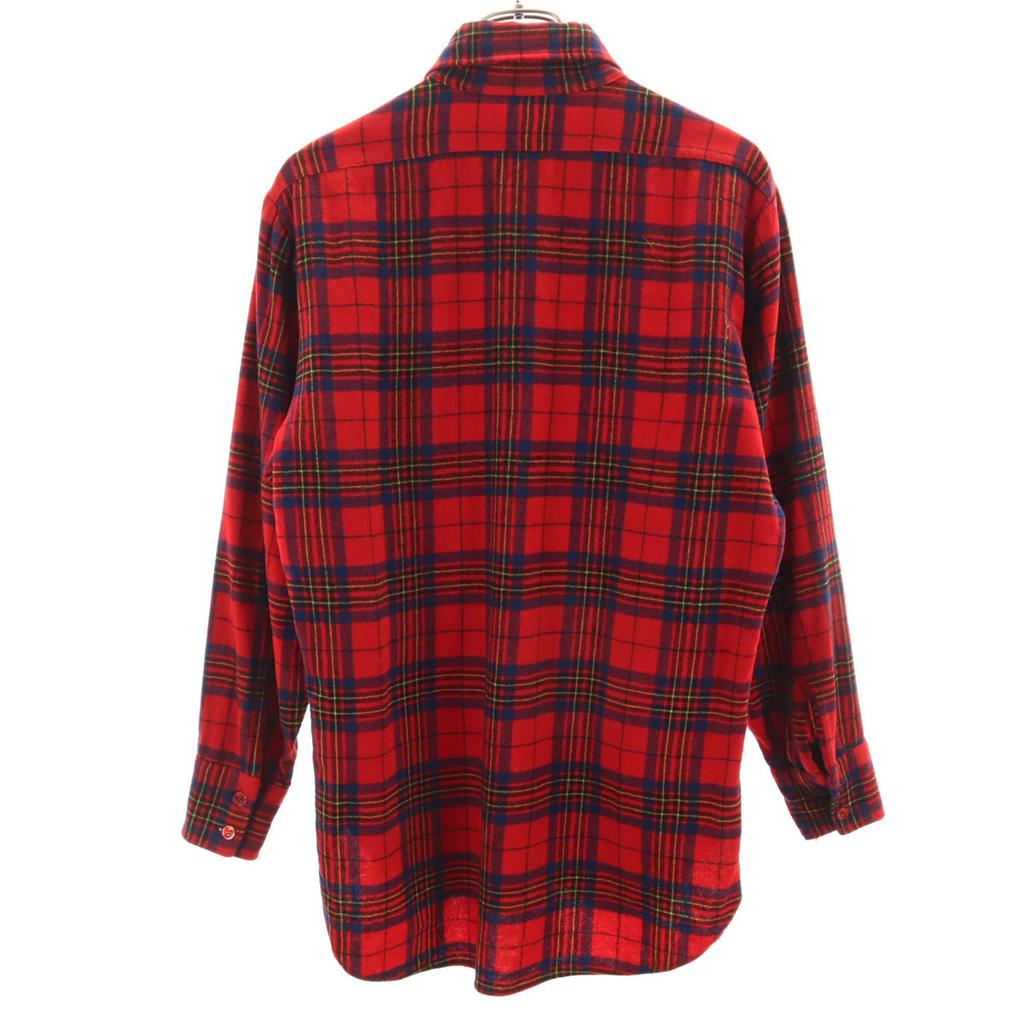 PENDLETON 70s Made in USA Wool Vintage Check Pattern Long sleeve Button down shirt Men's Used