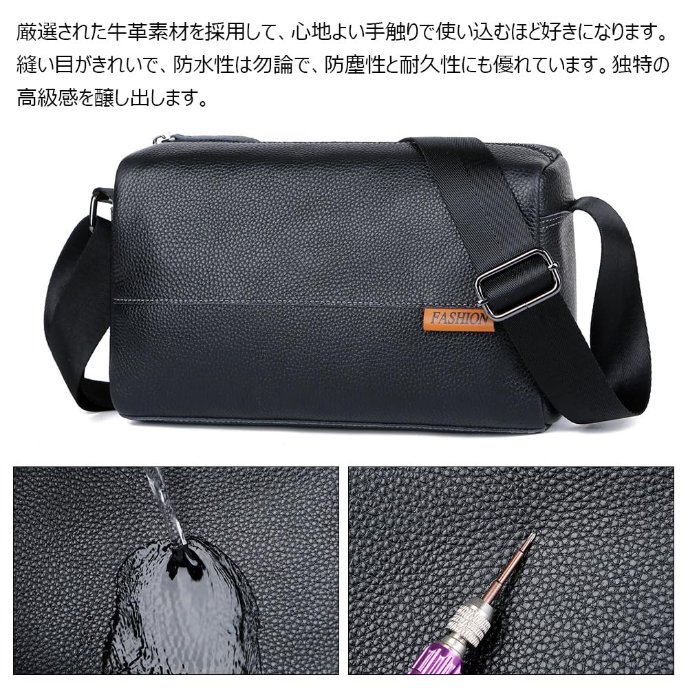 Whatna Natural Cowhide Leather Bag for Crossbody Chest Genuine Small Business Fits iPad Perfect for and Cycling One-Shoulder Men, Bag, Bag, Leather,