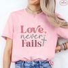 Women's Christian Faith T-Shirt 'Love Never Fails' Retro Color Block Cross Print Tee Casual Short Sleeve O Neck Tops for Church