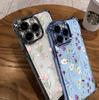 Case For iPhone 14 13 Pro Max 6 7 8 Plus 17 Air X XR XS Max Plating Violet Flowers Shockproof Transparent Soft Cover