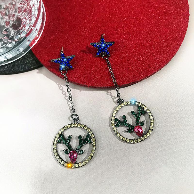 

S925 Silver Christmas Star Reindeer Earrings - Luxury Mori Style Women s Jewelry