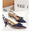 Fashion 2025 Summer High Heel Pointed Toe Women Sandals  Fashion Butterfly-knot Singbacks Shoes Elegant Stripper Party Sandalias