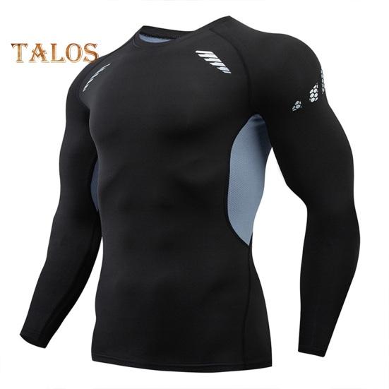 Men Sport Top Slim Fit High Elasticity O Neck Quick-drying Long Sleeves Slim Fit Compression Figure Shaping Gym Running Basketball T-shirt