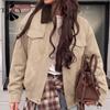 Women's Fashion Casual Solid Color Print Fall Winter Long Sleeve POLO Neck Jackets & Coats