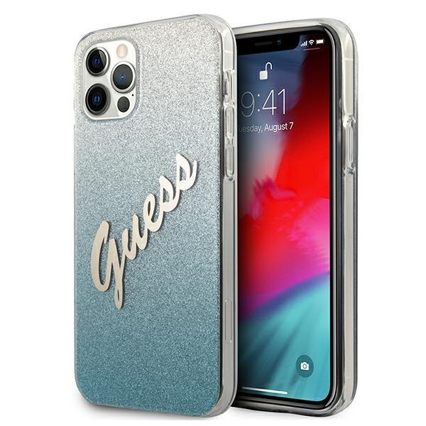 Guess Guhcp12Mpcuglsbl Iphone 12/12 Pro6,1 Niebieski/Blue Hardcase Glitter Gradient Script