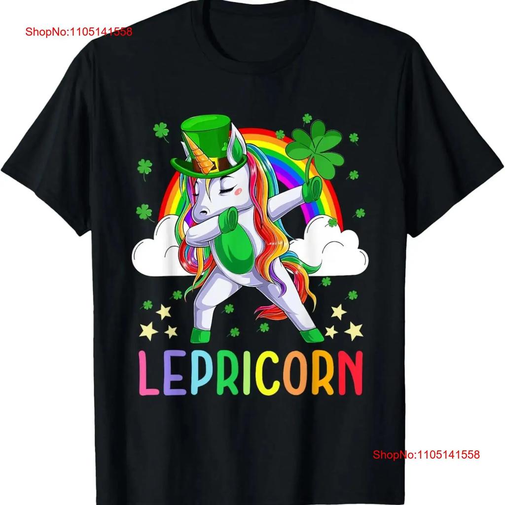 Happy St Patricks Day Lepricorn Unicorn Kids Girls Lucky T Shirt Vintage Graphic Casual Unisex Versatile Stretched