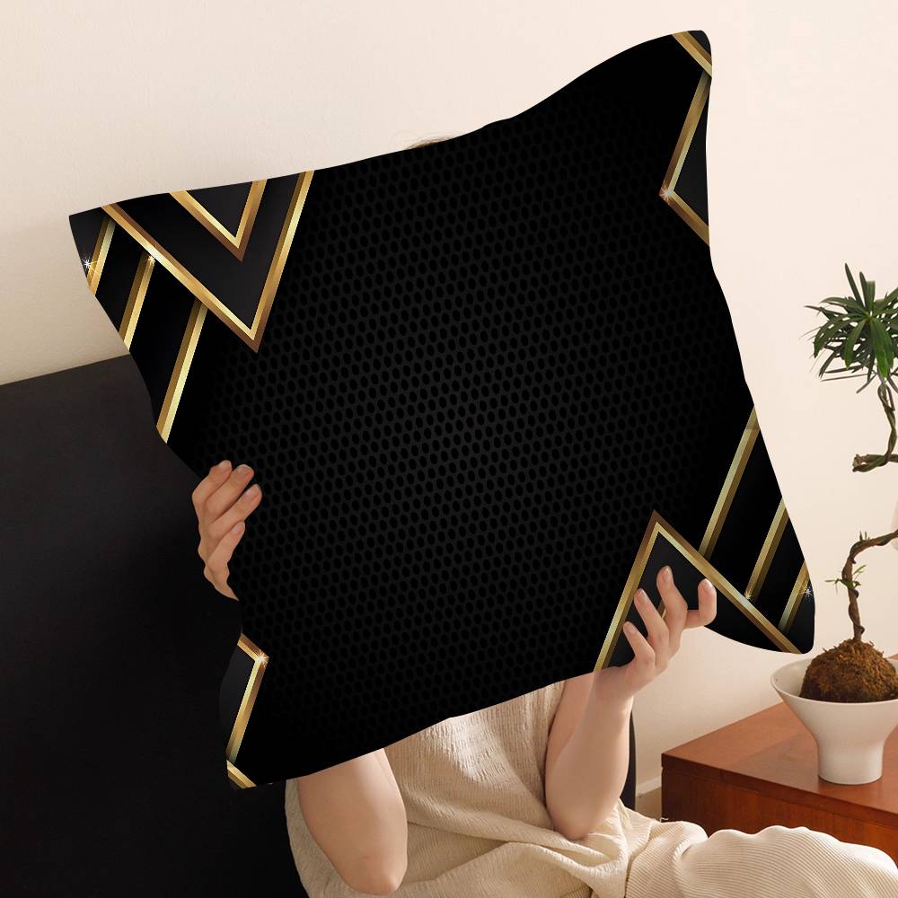 Black Gold Cushion Cover Pillow Cover Decor Pillowcase Printed Cushion Case for Couch