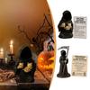 Gothic Emotional Support Figurine Grim Reaper Statue Halloween Decoration Holding Coffee & Cat Resin Desktop Ornament