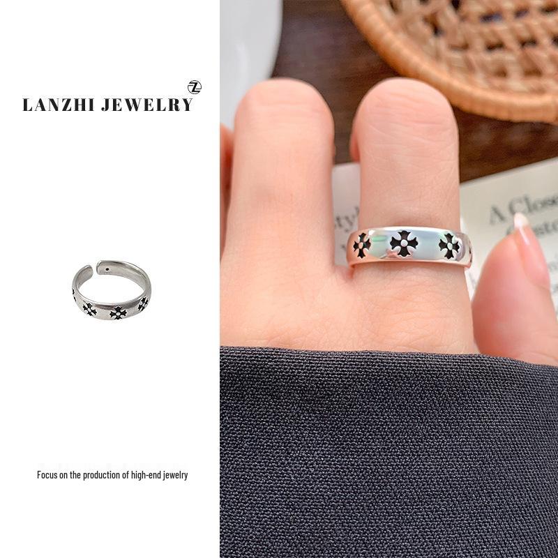 

Lan Zhi Кольцо унисекс K-Pop панк крест из стерлингового серебра 925 пробы - Дизайн, не тускнеющий со временем Adjustable