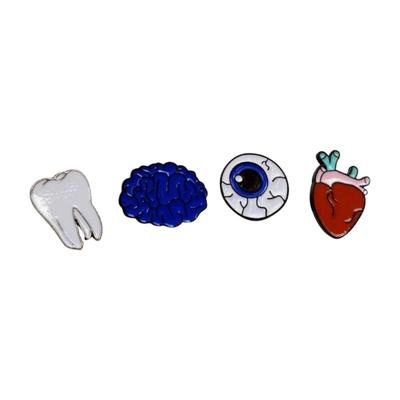 [F NODE] Heart, Teeth, Brain, and Eye Pin Badges, Set of 4, Cute and Unique Design, For Medical Students, Doctors, and Nurses