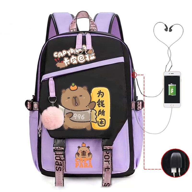 Kapibara fun peripheral printing new schoolbag cute cartoon primary and secondary school students spine backpack
