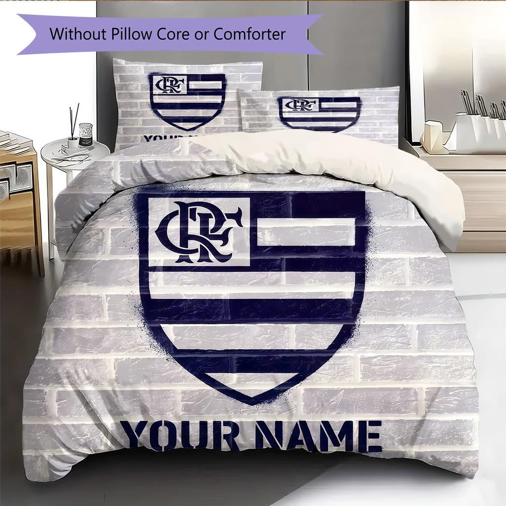 Custom Name Flamengo Pattern Bedding Quilt Set Home Decoration Gift (1 * Duvet Cover + 2 * Pillowcase Without Core)