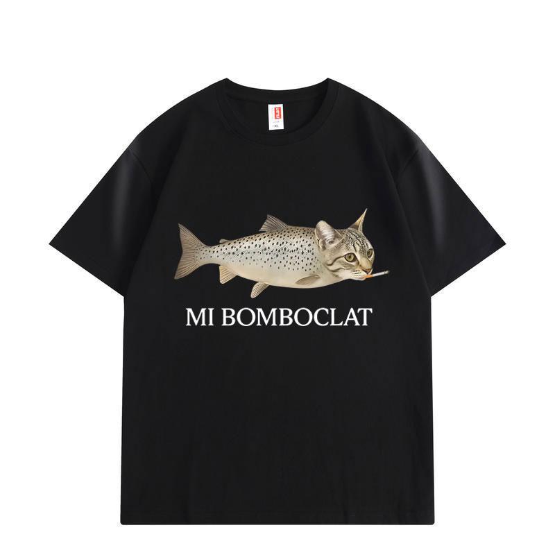 

Ml Bomboclat Fish Cat Meme Graphic T Shirts High Street Fashion Trend Short Sleeve T-shirt Men Women Oversized T-shirts S