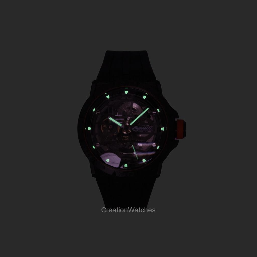 Ingersoll The Rigger Polyurethane Strap Black Skeleton Dial Automatic I17902 Men's Watch