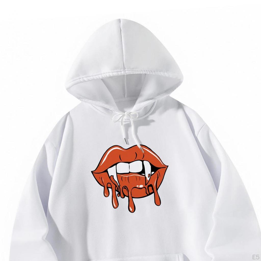 Female Hoodies Mouth Pattern Hoodies, Women's Clothes Classic Hooded with Pockets, Sweatshirt Tops