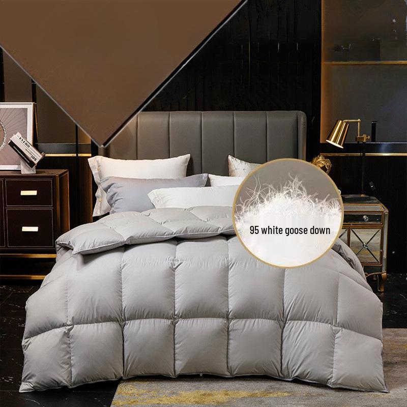Luxury White Goose Down Hotel Quilt - Thick Warm Winter and Spring Pure Cotton Blanket