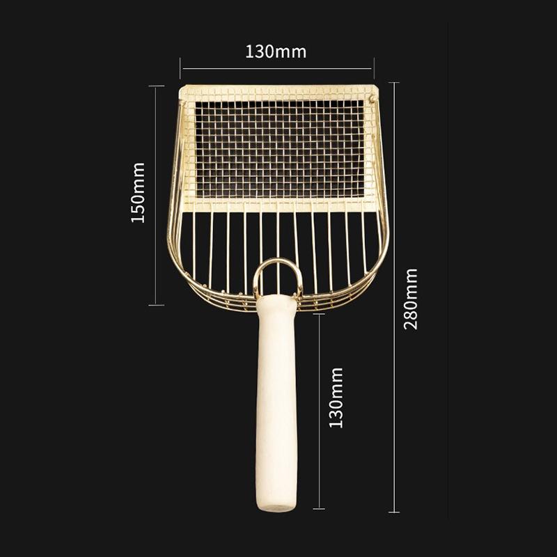 Cat Litter Shovel Stainless Steel Wooden Handle Easy To Rust Washable Kitten Litter Scoop Cats Toilet Cleaning Shovel Tool