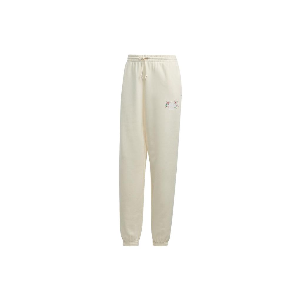 Adidas Originals Sakura Limited Edition Logo Print Mid-Rise Tapered Knit Joggers Women Joggers Off-White IN7115