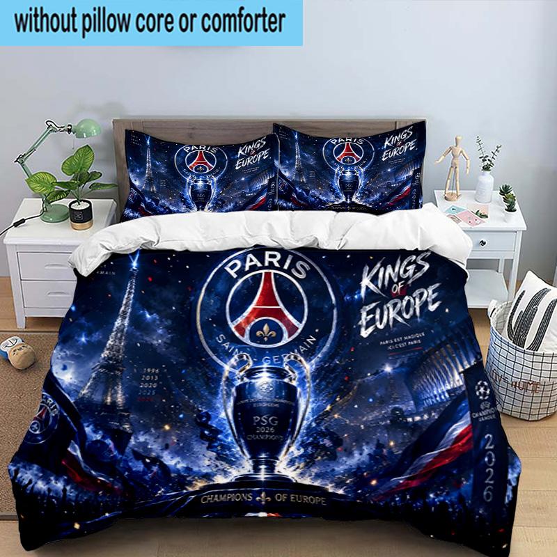 Paris Football Club 3PCS Bedding set,Ideal for1pc Duvet Cover And 2pcs Pillowcases Perfect for Christmas gift,Ideal for Bedroom, Dormitory