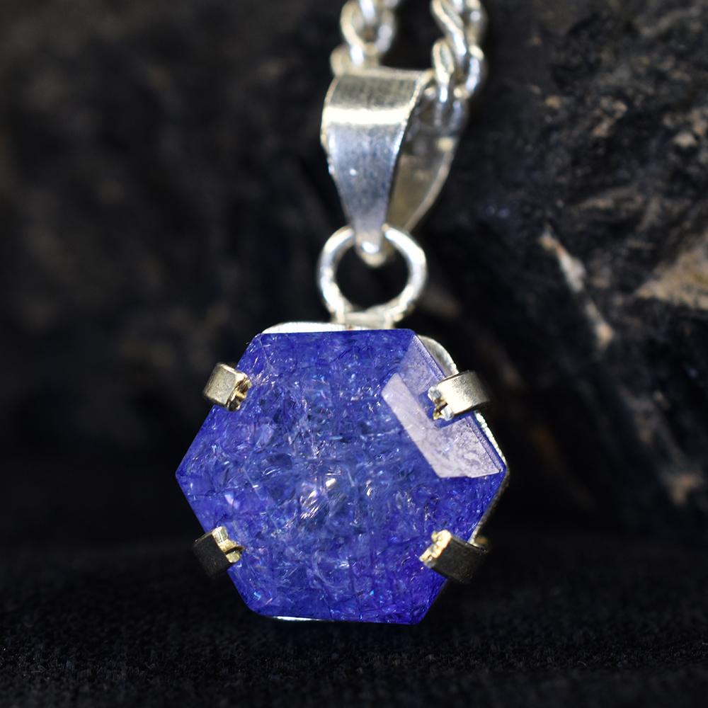 Sterling Silver CERTIFIED Natural Purple Fancy 30.45 Ct Tanzanite Gems Pendant MY.PD-176-NS
