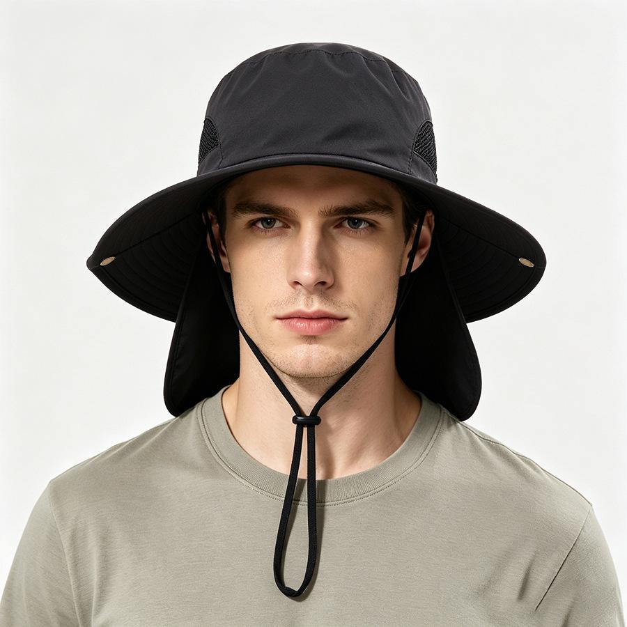 Men's summer sun hat outdoor mountaineering UV protection sun hat fishing hat shawl neck protection quick drying bucket hat