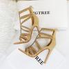 Bigtree European and American Retro Fashion 11CM Super High Heel Summer Women's Shoes Open Toe Metal Rivet ROMAN SANDALS