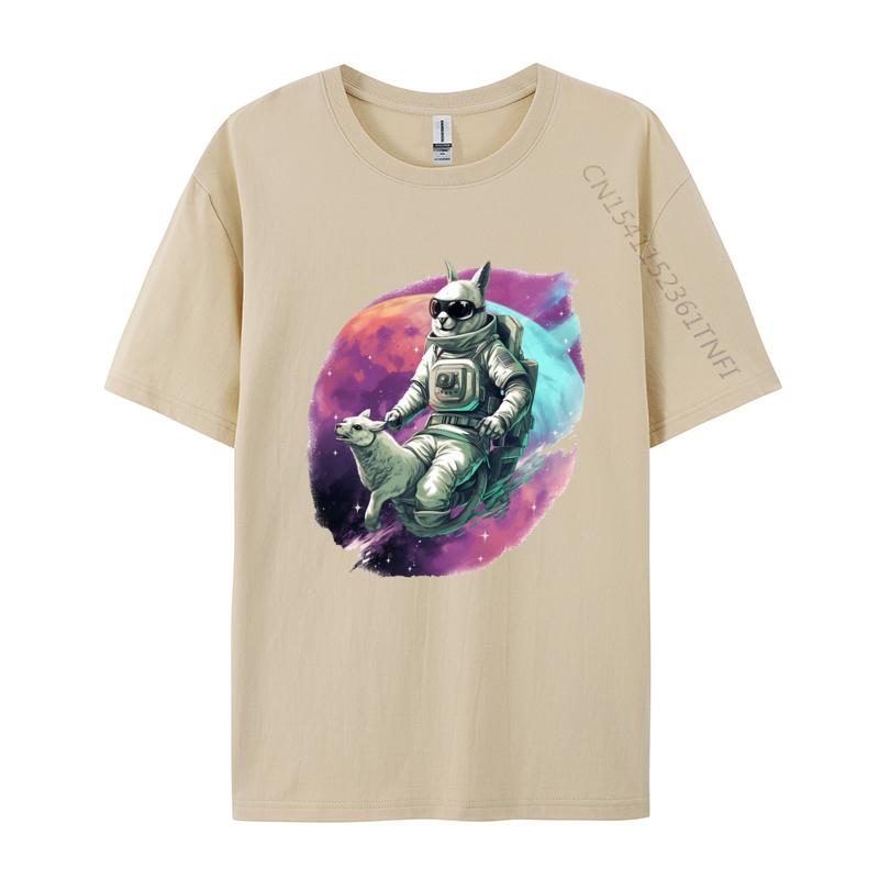 Astronaut Känguru Reitet Auf Einem Pferd T-Shirt für Männer Tier T-Shirts Verrückte Oberteile T-Shirts Im Angebot Grafik T-Shirts