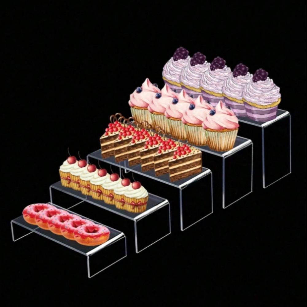 5Pcs Transparent Acrylic Cupcake Display Stands Set Refrigerator Desserts Storage Rack  Wedding