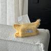 Solid Color Yarn Fabric Tissue Bag Household Tissue Holder Bedside Storage Bag Hanging Tissue Pouch High Quality No Lint