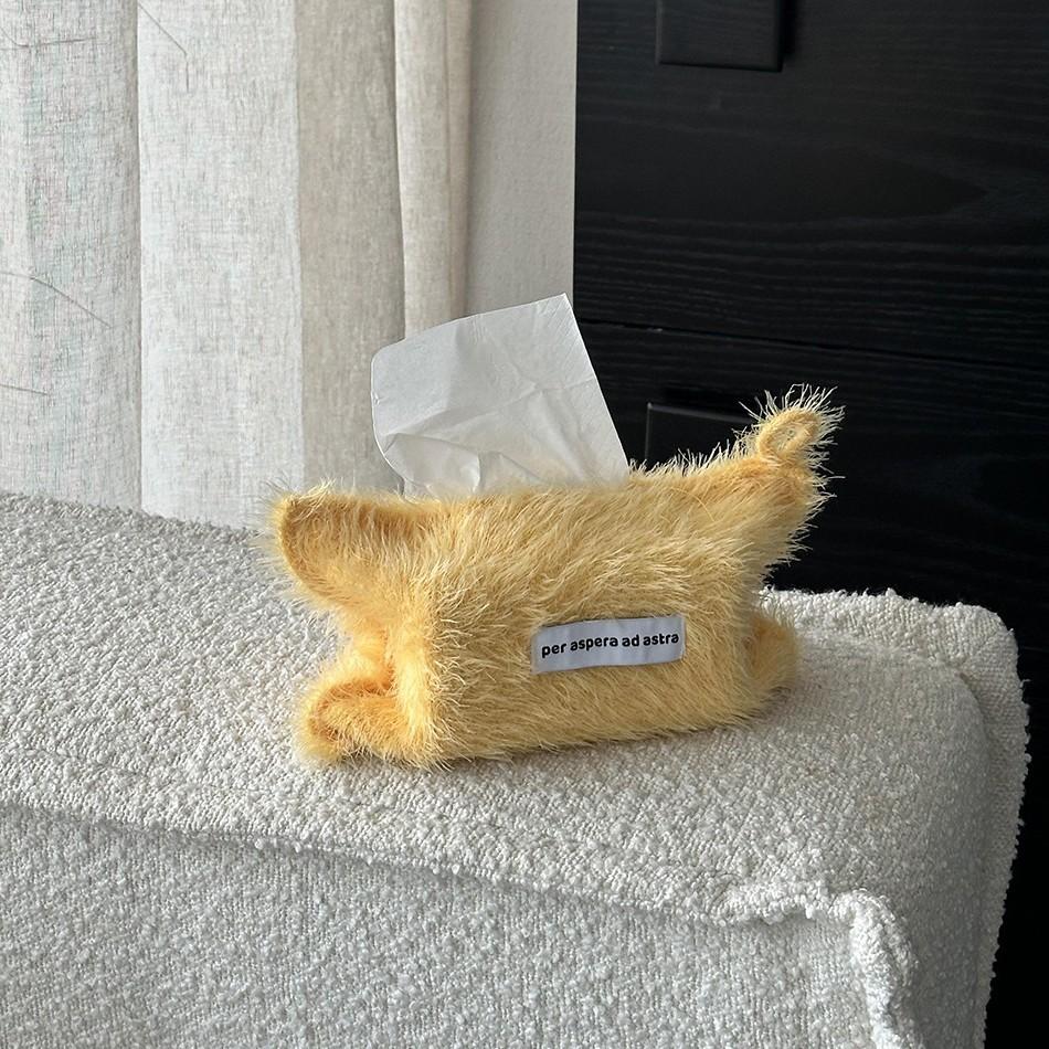 Solid Color Yarn Fabric Tissue Bag Household Tissue Holder Bedside Storage Bag Hanging Tissue Pouch High Quality No Lint
