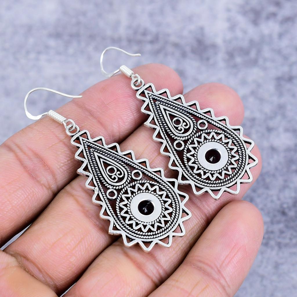 Amethyst Gemstone Handmade 925 Sterling Silver Jewelry Earring 2.36" M-2697