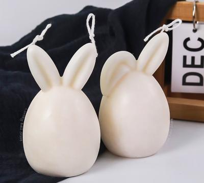 Moule en silicone 3D en forme de lapin pour bougie, œuf de Pâques, sans visage, pour savon, plâtre, résine, fournitures de fabrication de bougies, décoration d'intérieur