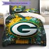 Green Bay Packers Pattern Bedding Quilt Set  Home Decoration  Gift (1 * Duvet Cover + 2 * Pillowcase  Without Core)