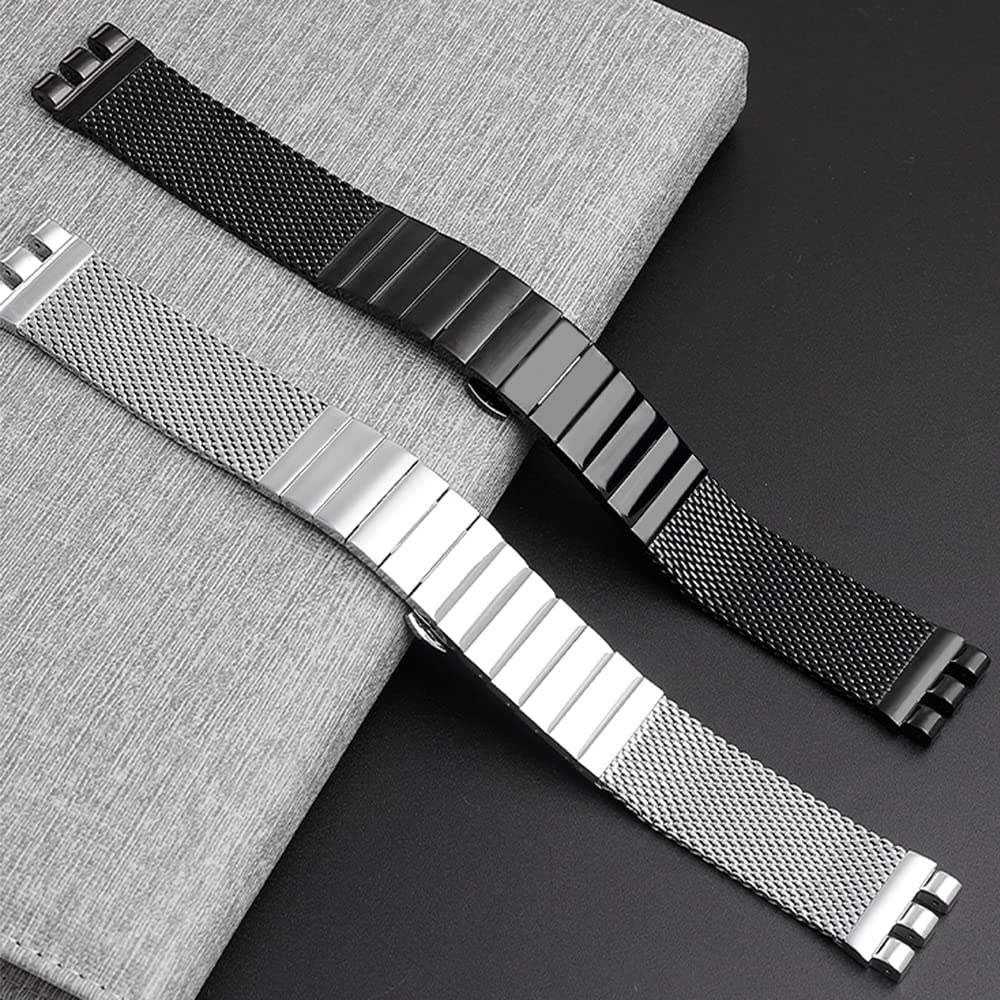 ZHUOLEI Replacement Watch Strap for Stainless Steel Mesh Milanese Band Swatch, 19mm, 20mm, 21mm,