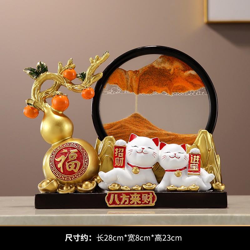 Resin Lucky Persimmon Gourd Sand Art Decor Figurine Living Room TV Cabinet Housewarming Gift Lucky Gourd Sand Art Decor - Orange Flowing Sand
