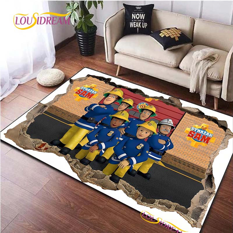 British Classic Animated Fireman Sam Carpet for Living Room Bedroom Area Rugs Kitchen Door Kids un-slip floor Mats birthday gift