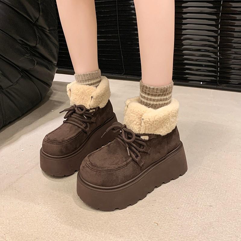 Snow boots heightened non-slip thick-soled snow boots women's new autumn and winter velvet thickened front strap