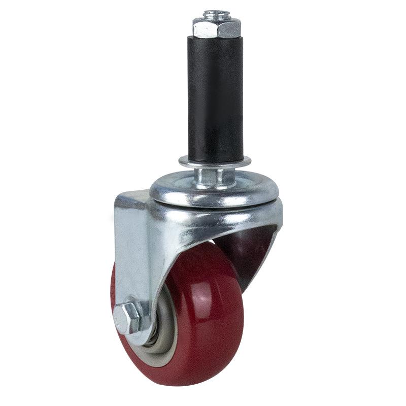 Medium Dual-Axle Jujube Red 12x60 Threaded Brake Caster Wheel for Flatbeds