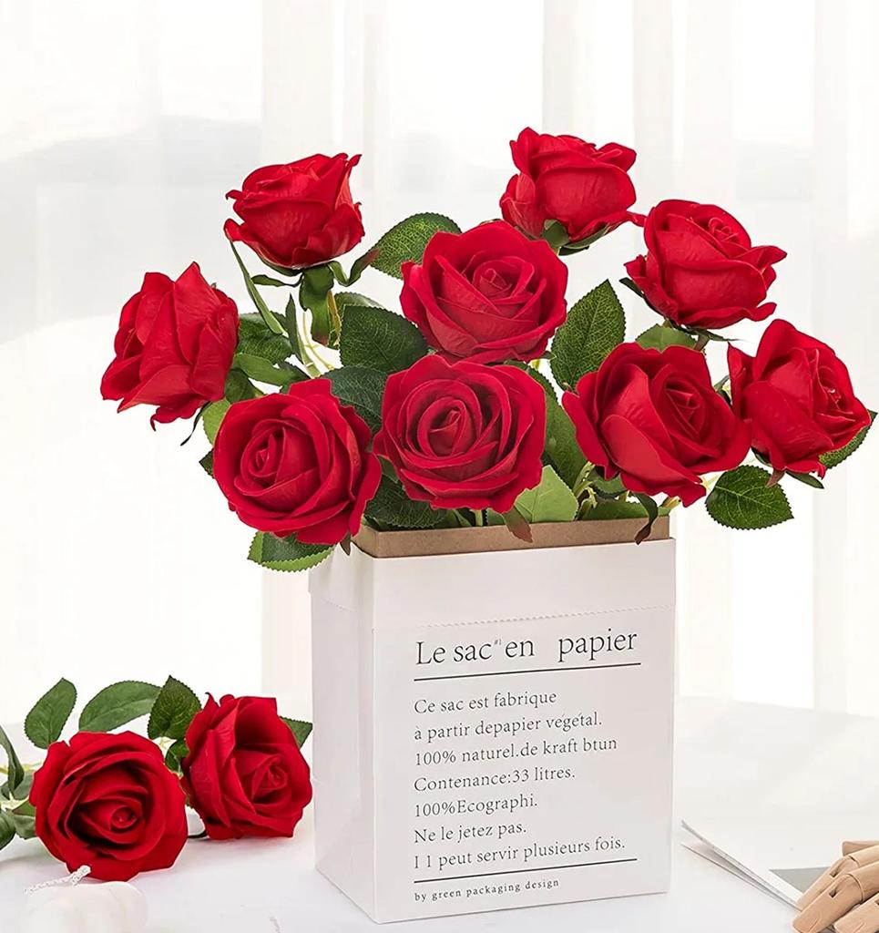 Künstliche Blumen Haus Valentinstag Hochzeit Dekoration Wohnzimmer Einrichtung DIY Vase für Haushaltsprodukte Getrocknete Rosen Strauß