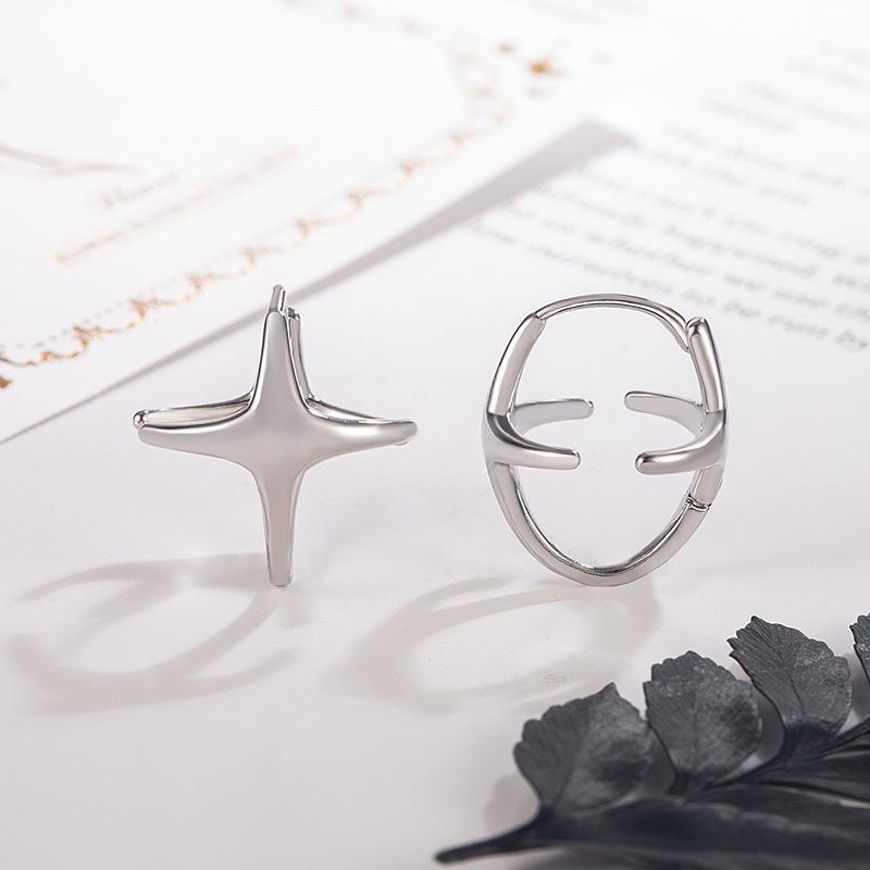 Stylish Four-Pointed Star Dangle Earrings - Cool, Sweet, and Unique Copper Material