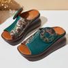 GKTINOO Fish-mouth Summer Genuine Leather Slippers Women Sandals 2025 New Platform Wedges Slippers Ethnic Sandals Women Shoes