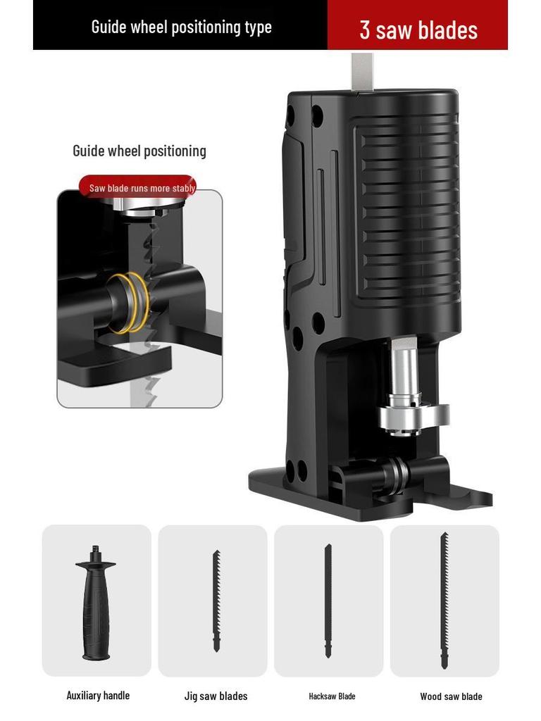 Electric Drill to Chainsaw Conversion Head: Handheld Reciprocating Saw for Woodworking and Jigsaw.