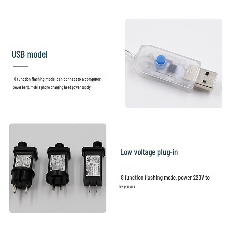 LED Solar Copper Wire String Christmas Fairy Lights - 8 Modes for Outdoor Decoration