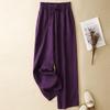DIMANAF 2026 Summer New Plus Size Women Long Pants Cotton Linen Vintage Clothing Loose Elastic Waist Casual Lady Bottoms