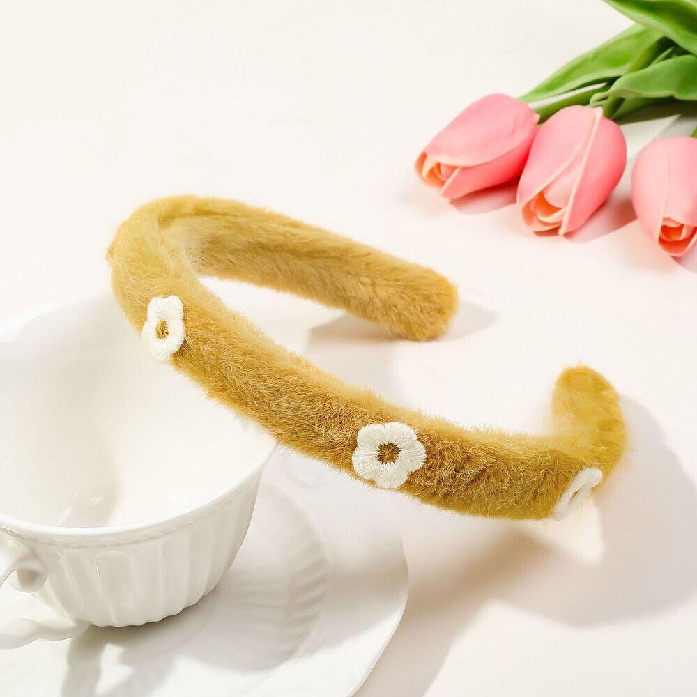Plush Flower Headbands Solid Color Hairy Hairband New Faux FurHead Hoop