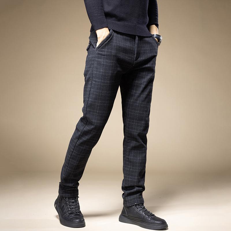 Jarní a podzimní pánské kalhoty Korejská verze Pánské Slim Fit Ležérní kalhoty Pánské univerzální elastické trendové pánské kalhoty