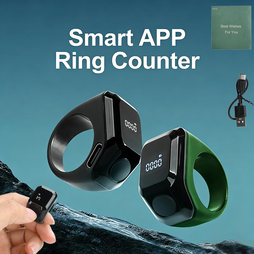 Smart APP Ring Counter LCD Digital Bluetooth Counting Muslims Zikr Ring Prayer Time Vibration Reminder Wearable Tally Counters
