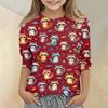 Kids Animal Print Crew Neck Three Quarter Sleeve Casual T Shirt Soft Fabric Comfortable Fit Lightweight Design for Everyday Wear