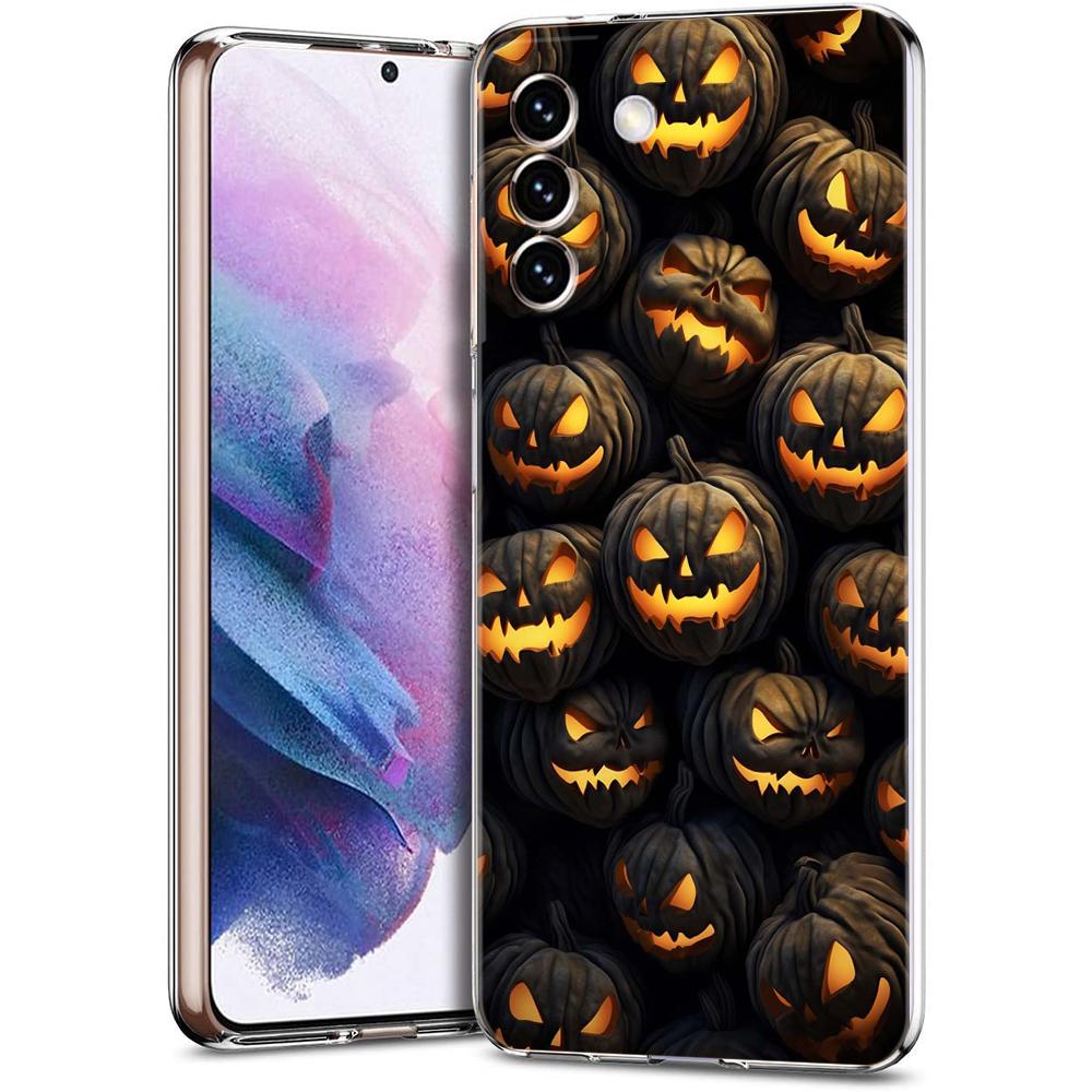 Transparente Handyhülle für Samsung Galaxy S25 S24 S23 S22 S20 S21 FE Ultra S24 S23 S10 S10E Plus Halloween-Stil Muster